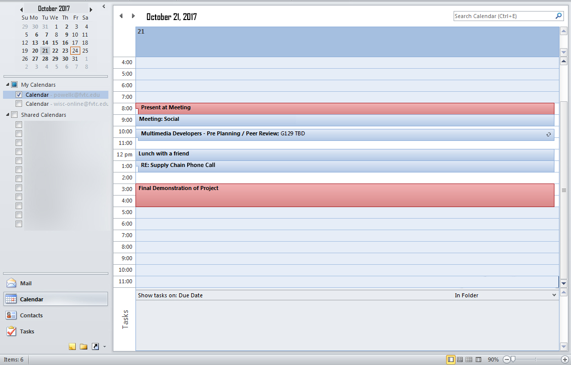 Calendar Day Schedule OER